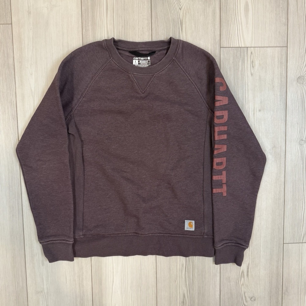 Carhartt Sweatshirt Women Small Purple Relaxed Workwear‎ Outdoor Heavy Sweater